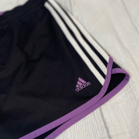 Y2K adidas track pull on elastic waistband shorts woman’s size L black purple - Picture 10 of 13